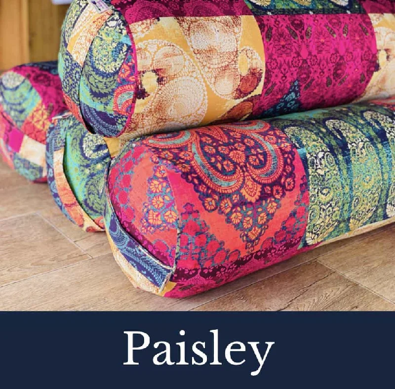Super Bargain Complete Yoga Bolster set / meditations cushion and organic eye pillow - Paisley Super Bargain Complete Yoga Bolster set / meditations cushion and organic eye pillow - Paisley