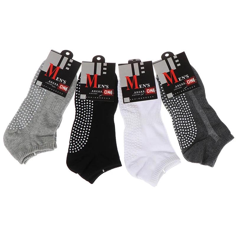 Weekend Bargains to Love Cotton  Men's Non-slip Yoga Socks with Grips Breathable Anti Skid Floor Socks Sweat Absorbent for Pilates Gym Fitness Size 39-44
