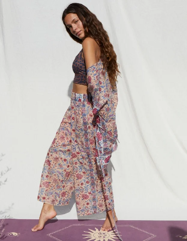Weekend Specials Just for You Cotton Yoga Pant + Kimono Set Rose