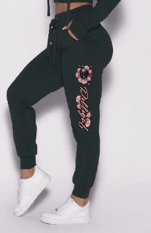 Weekend Offers That Please Dark Pink Skull Jogger