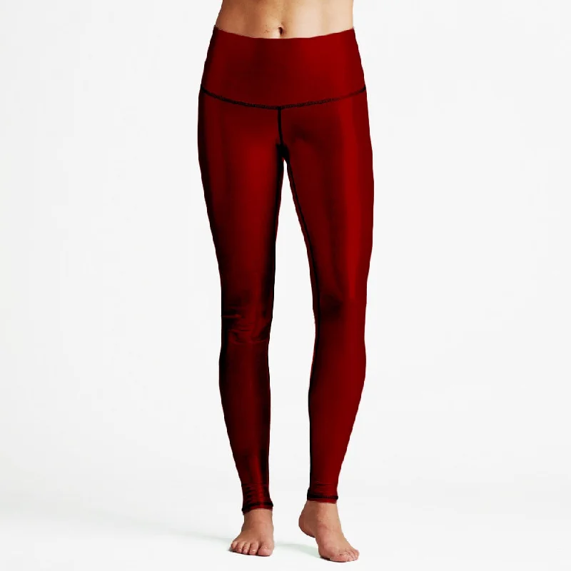 Weekend Savings Sensation Deep Red Foil High Waist Womens Yoga Leggings