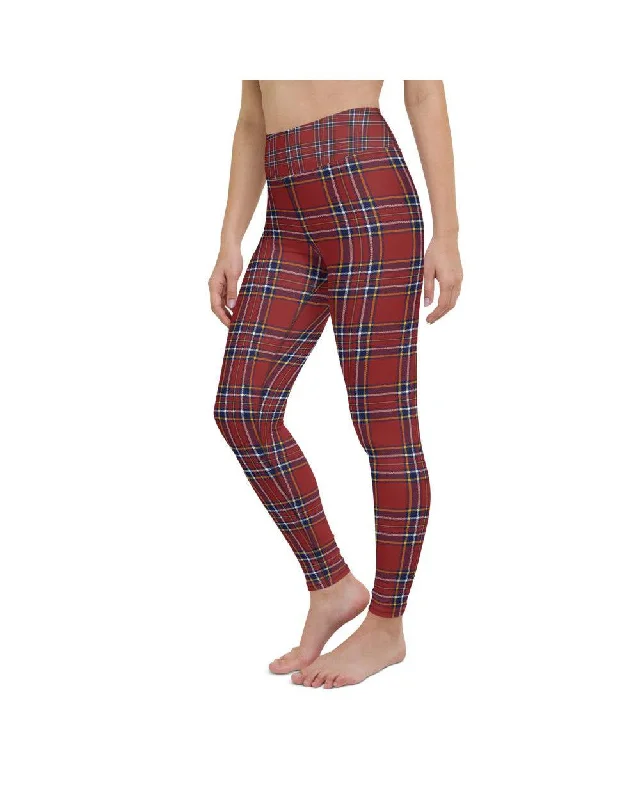Hot Buy Deep Red Tartan Yoga Pants