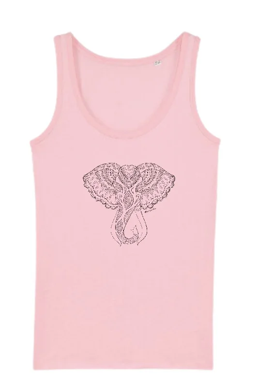 Stock Clearance Elephant Print Yoga Vest Top Cotton Pink