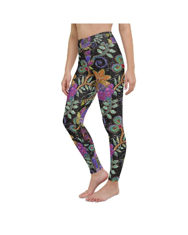 Bargain Alert Faux Paillette Flower Yoga Pants