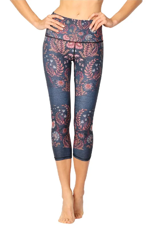 Weekend Offers That Excite Festival Denim Printed Yoga Crops by Yoga Democracy