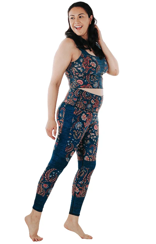 Weekend Deals That Dazzle Festival Denim Printed Yoga Leggings by Yoga Democracy