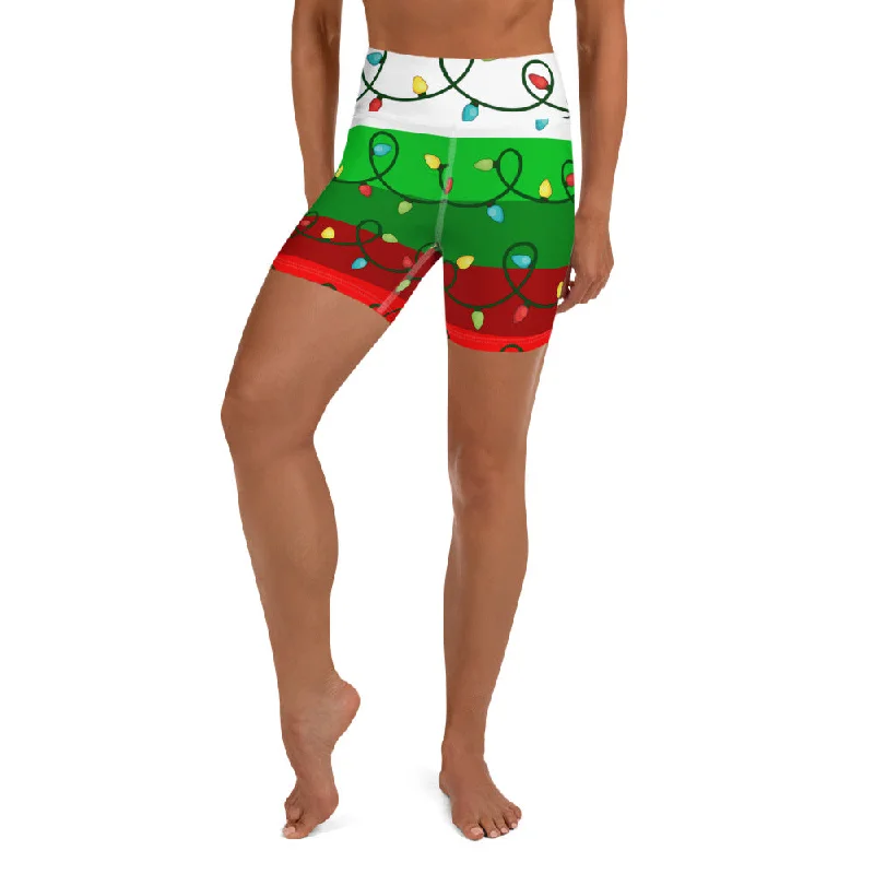 Weekend Extravaganza: Shop Now Festive Christmas Lights Yoga Shorts