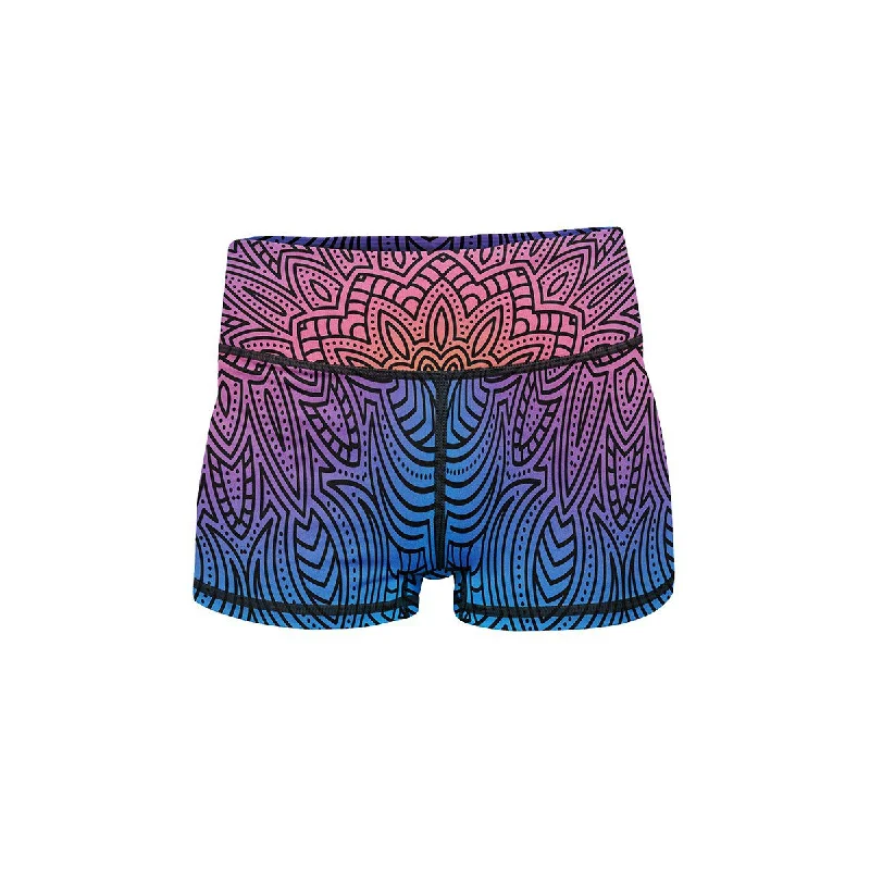 Steal Deal Fluorescent Mandala Yoga Shorts