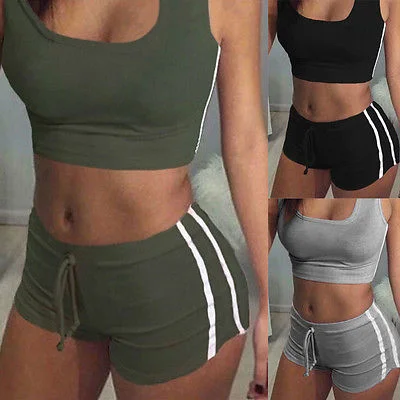 Instant Deal GLANE Yoga 2pcs Women Belt Suit Set Padded Bra Sleeveless Tops+Belt Shorts Fitness Running Yoga Gym Sports Instant Deal GLANE Yoga 2pcs Women Belt Suit Set Padded Bra Sleeveless Tops+Belt Shorts Fitness Running Yoga Gym Sports