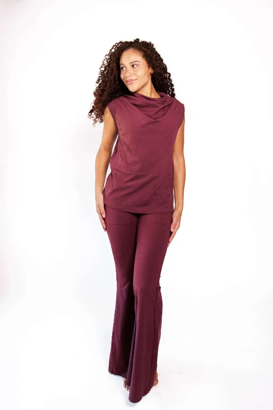 Weekend Bargains to Savor Goddess Cowl Tank in Maroon by Yoga Democracy