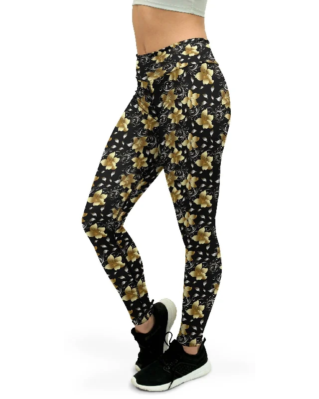 Weekend Offers That Thrill Golden Flowers Yoga Pants