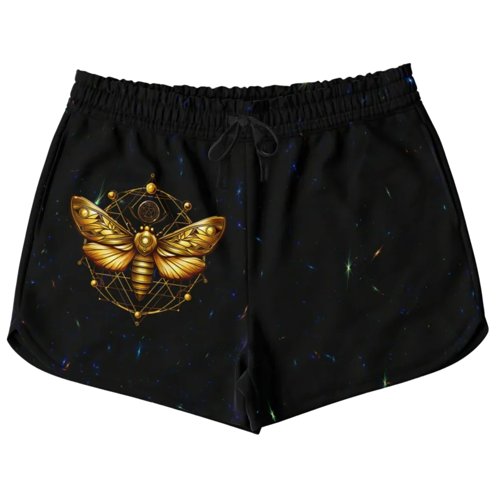Instant Deal GOLDEN MOTH SACRED GEOMETRY LOOSE YOGA SHORTS FOR WOMEN