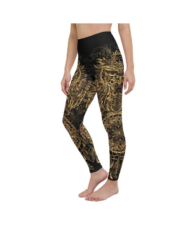Weekend Deals That Amaze Golden Ornamental Owl Yoga Pants