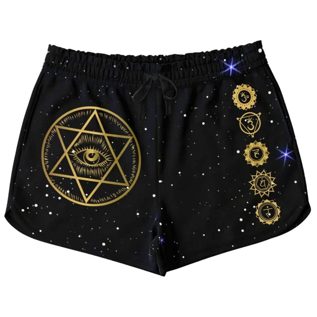 Year-End Clearance GOLDEN STAR OF DAVID MYSTICAL LOOSE YOGA SHORTS FOR WOMEN