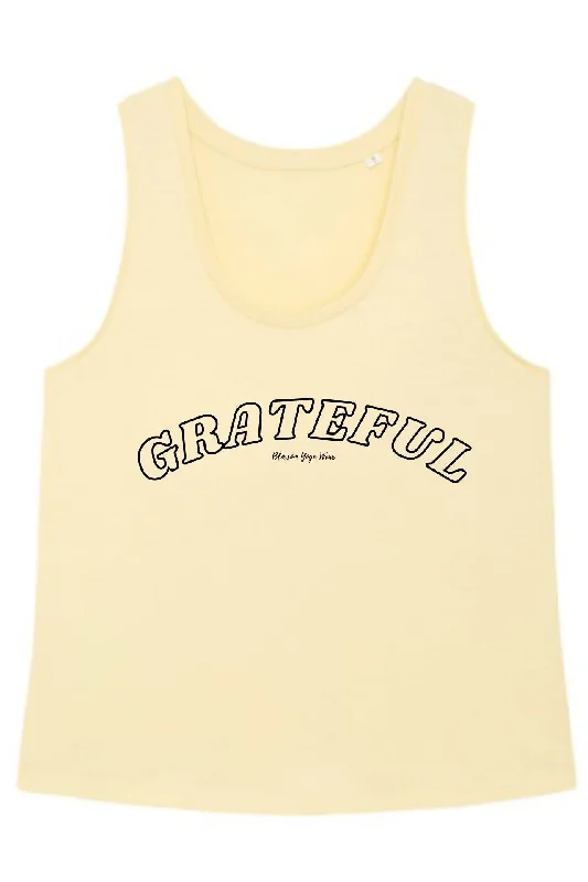 Today's Deal 'Grateful' Slogan Yoga Vest Top - Butter