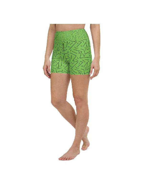 Weekend Savings Sensation Green Black Line Yoga Shorts