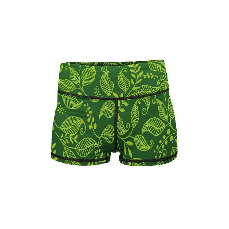 Weekend Deal Green Leaf Yoga Shorts