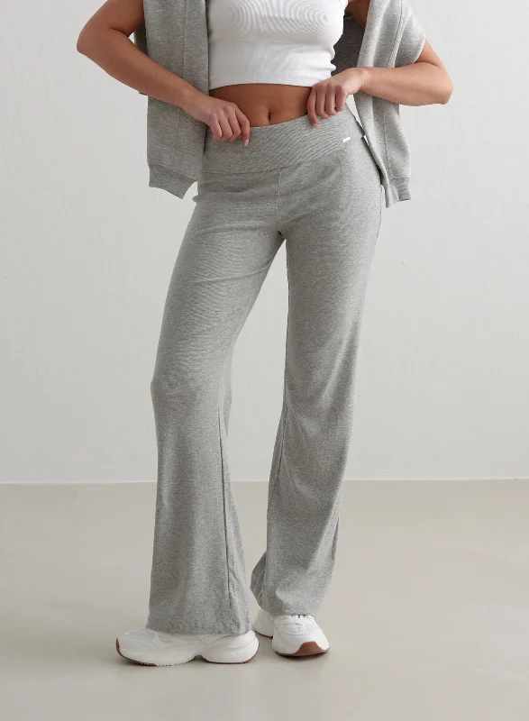 Weekend Deal Grey Melange Ease Ribbed Pants