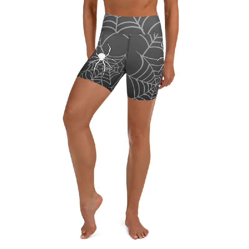 Can't Beat Halloween Spiderwebs Yoga Shorts