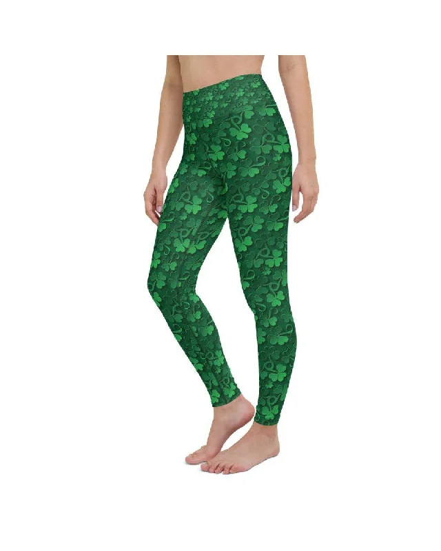 Weekend Savings Spree Irish 3D Shamrocks Yoga Pants