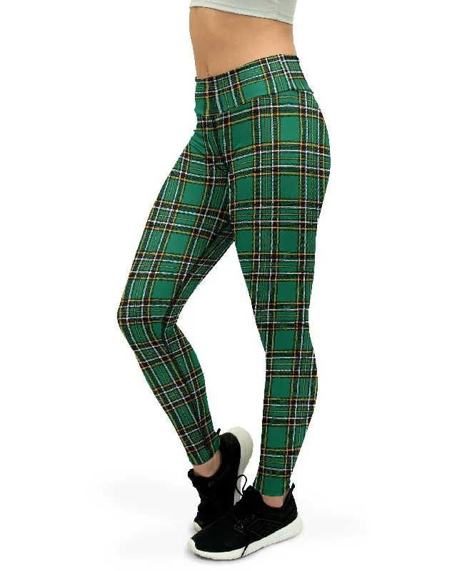 Weekend Discounts to Enjoy Irish Green Tartan Yoga Pants