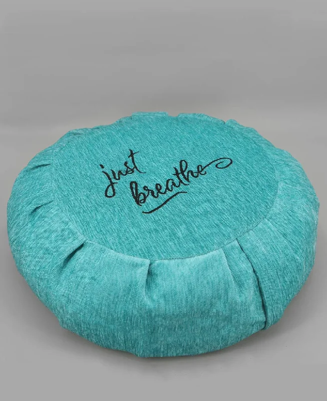 Online Deal Just Breathe Turquoise Chenille Meditation Zafu Cushion, Buckwheat Insert