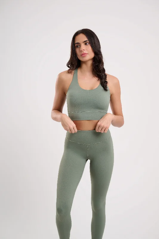 Weekend Special Laurel Cross Back Sports Top Olive Green