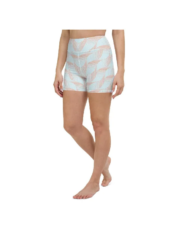 Act Now Light Blue & Apricot Wave Yoga Shorts