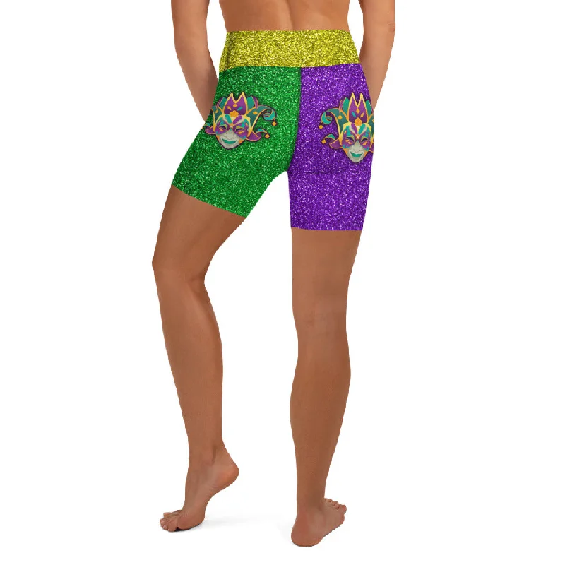 Instant Deal Mardi Gras Mask Yoga Shorts