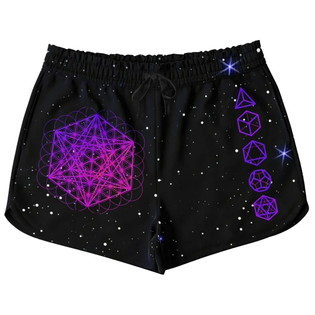 Steals and Deals METATRON'S CUBE SACRED GEOMETRY LOOSE YOGA SHORTS FOR WOMEN