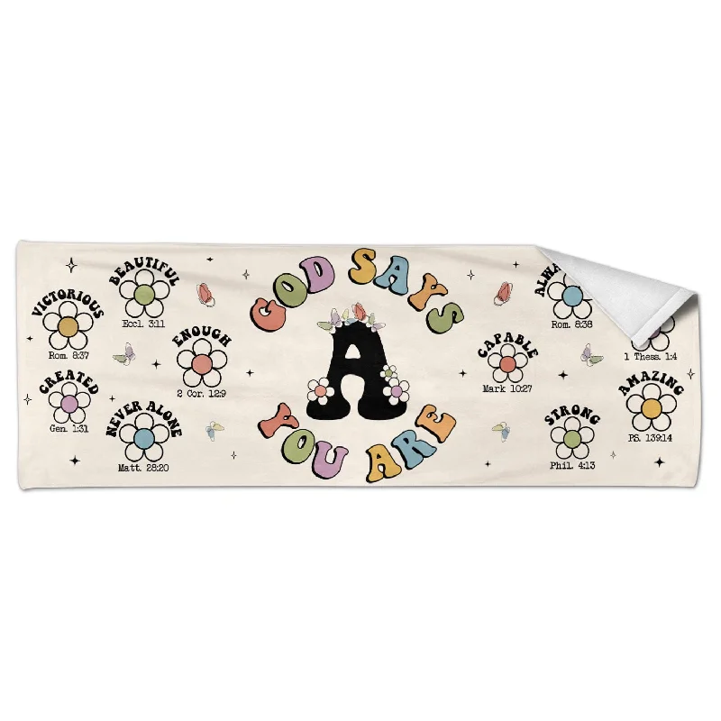 Exclusive Offer Monogramn God Says You Are - Gift For Yoga Lovers - Personalized Yoga Towel Exclusive Offer Monogramn God Says You Are - Gift For Yoga Lovers - Personalized Yoga Towel