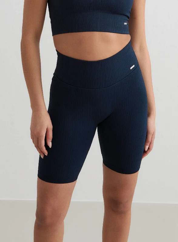Weekend Deals to Make You Smile Navy Ribbed Biker Shorts
