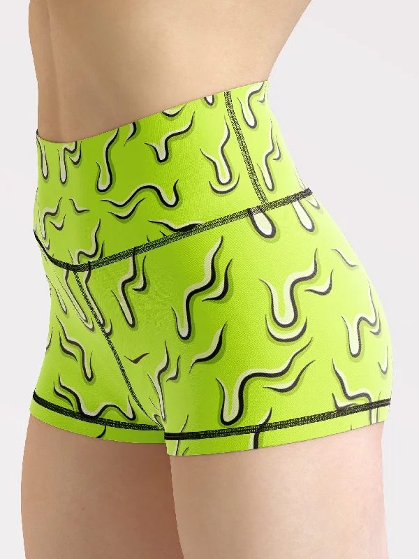 Weekend Deals That Sizzle Neon Drippy (Green) Yoga Shorts