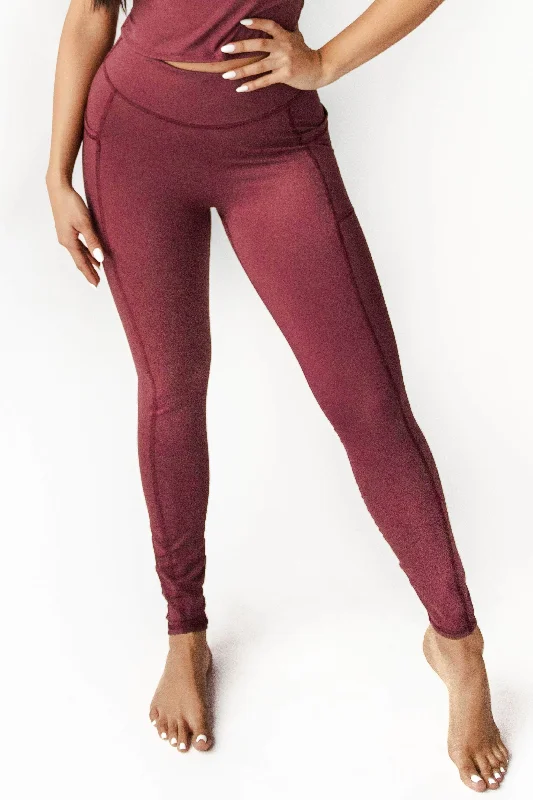Stock Clearance Non Stop Legging in Maroon by Yoga Democracy