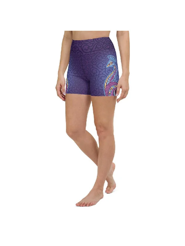 Weekend Savings Spree Ornamental Peacock Yoga Shorts