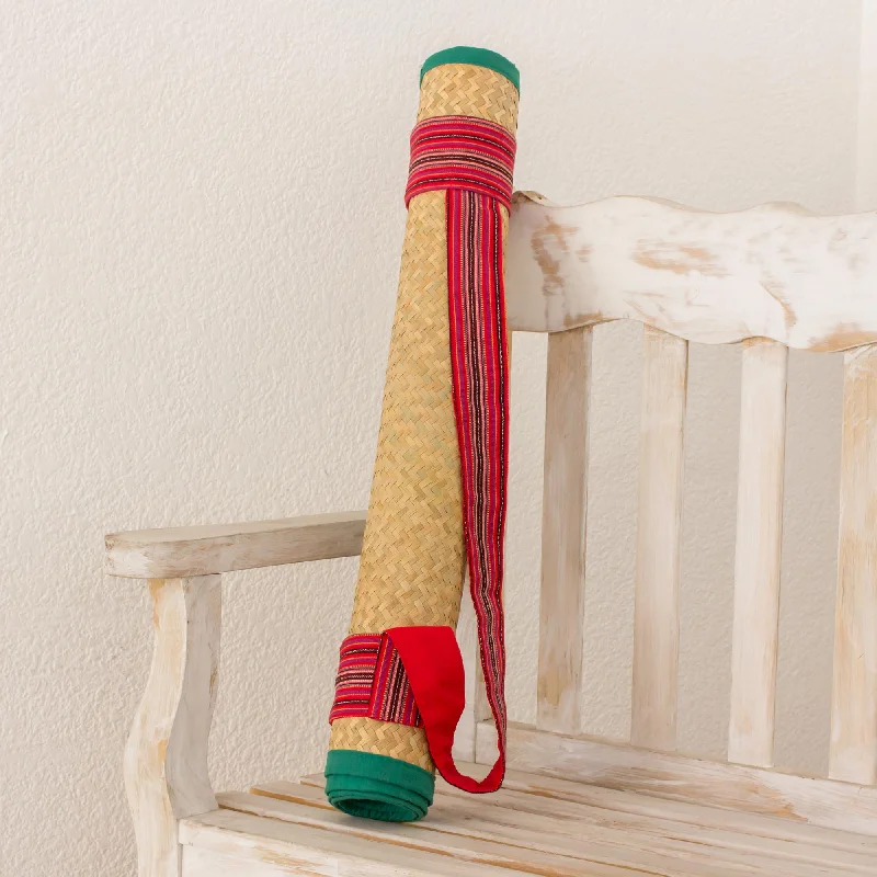 Weekend Bargains to Celebrate Peaceful Stripes Striped Cotton Yoga Mat Strap in Crimson from Guatemala Weekend Bargains to Celebrate Peaceful Stripes Striped Cotton Yoga Mat Strap in Crimson from Guatemala