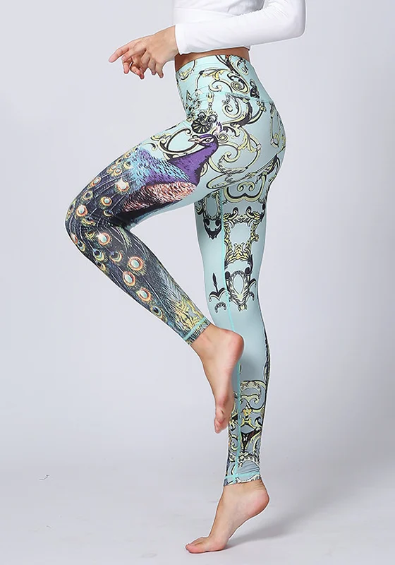 Unwind with Weekend Discounts Peacock Elastic Yoga Pants