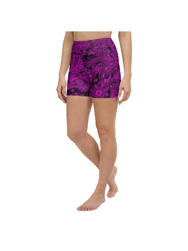 Special Offer Pink Glowing Floral Yoga Shorts