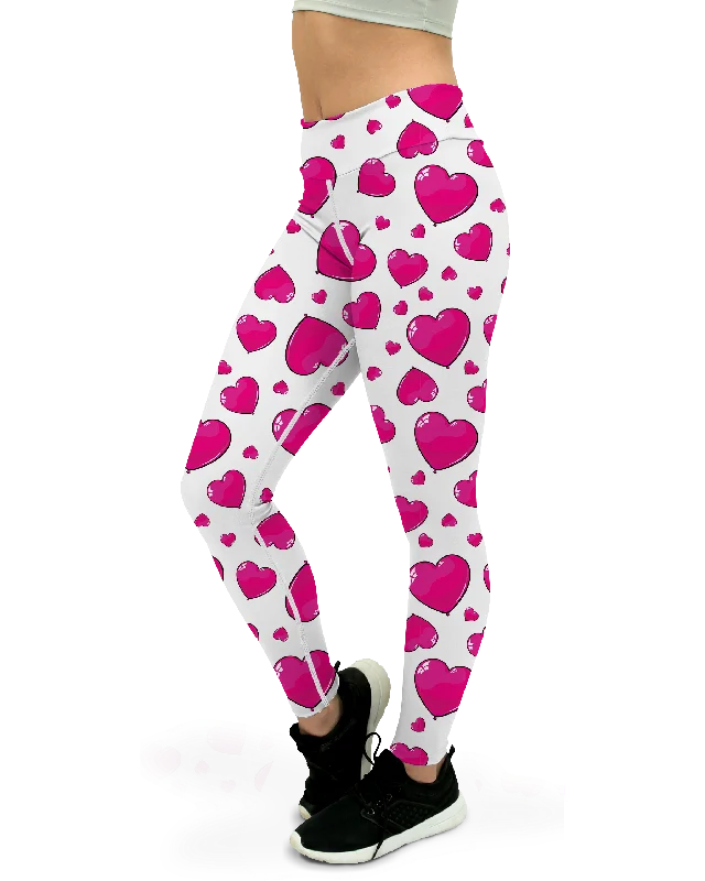 Can't Resist Pink Heart Shaped Balloons Yoga Pants