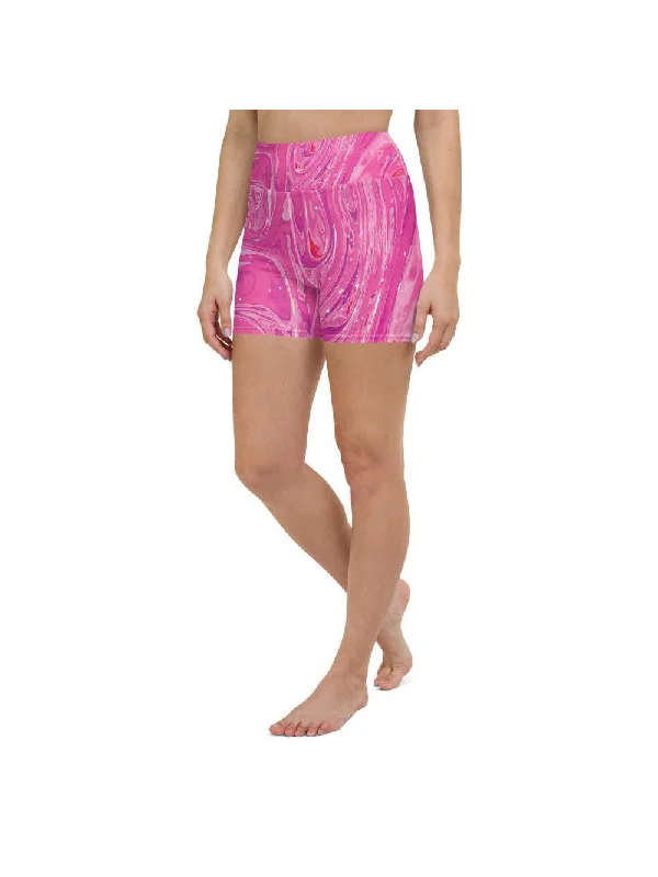 Midnight Sale Pink Swirl Yoga Shorts