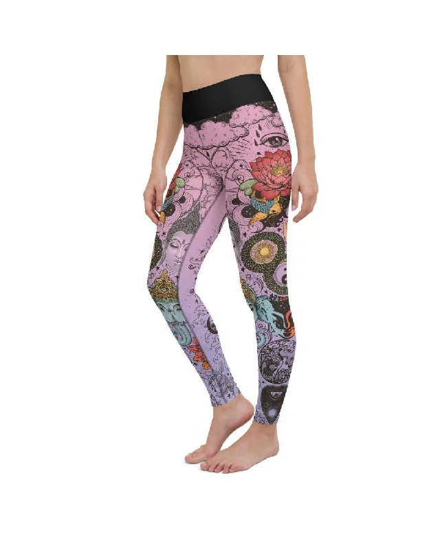 Mega Discount Pink Tattooed Lotus Yoga Pants
