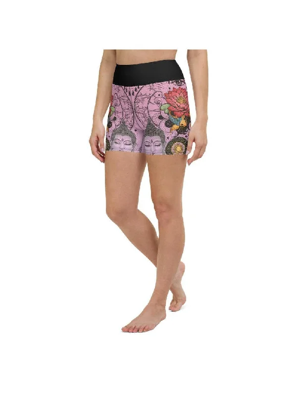 Value Deals Pink Tattooed Lotus Yoga Shorts
