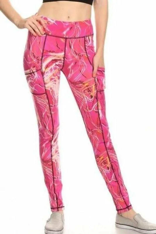 Weekend Discounts to Grab Pink Water Flow Yoga Leggings