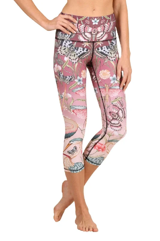 Midnight Madness Pretty in Pink Printed Yoga Crops by Yoga Democracy