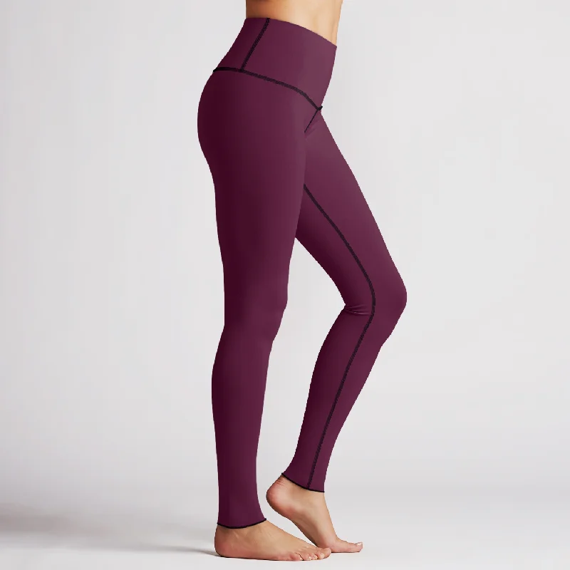 Special Offer Solid Berry High Waist Reversible Womens Leggings
