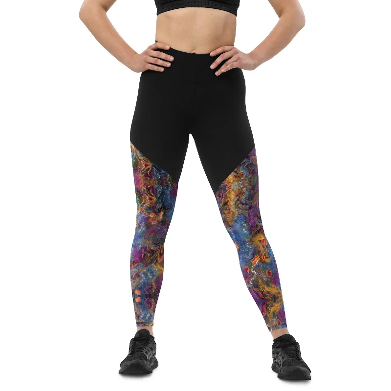 Weekend Steals Await Purple and gold abstract Sports Leggings