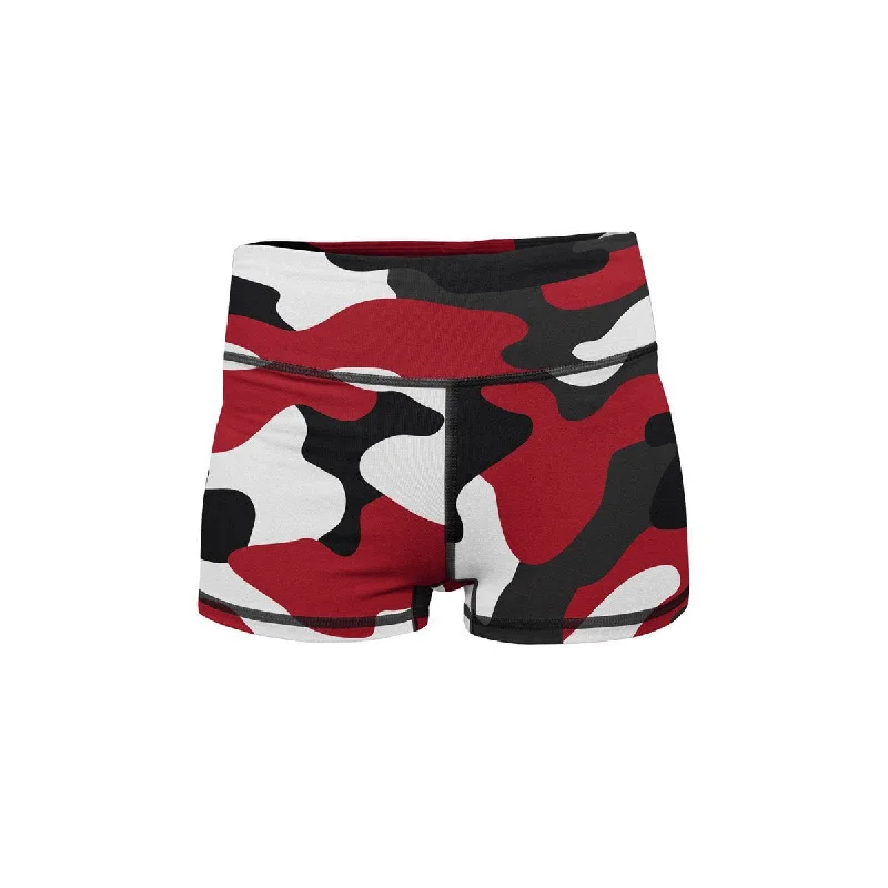 Celebrate the Weekend with Discounts Red Camo Yoga Shorts