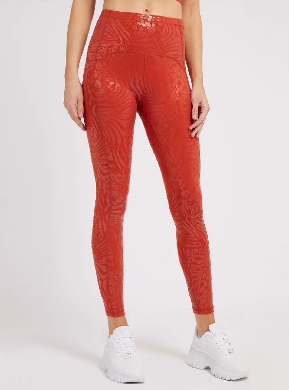 Time-Sensitive Red Deborah Active Leggings