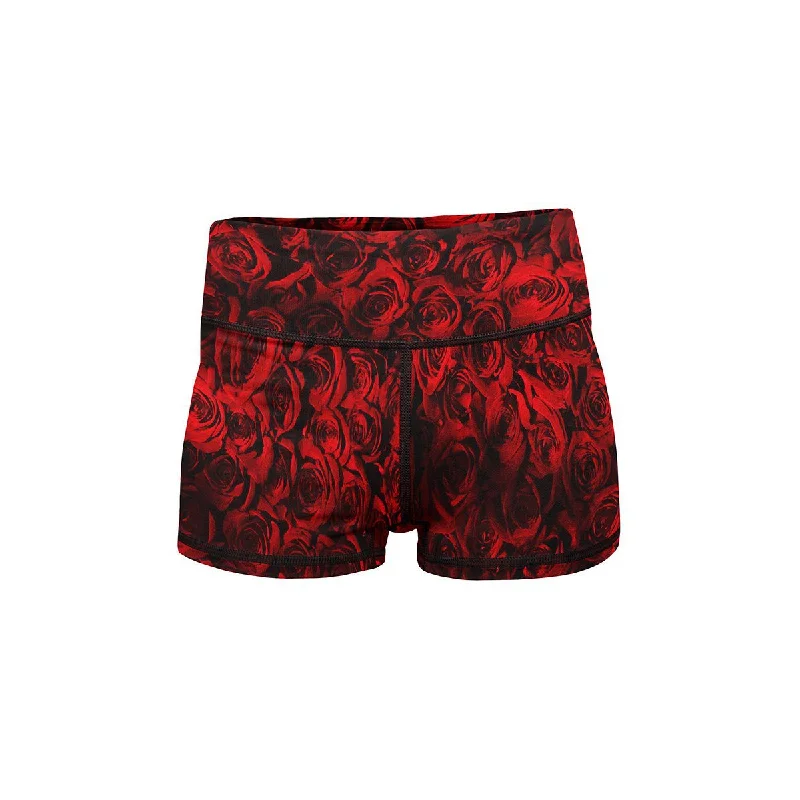 Weekend Savings Bonanza Red Rose Yoga Shorts