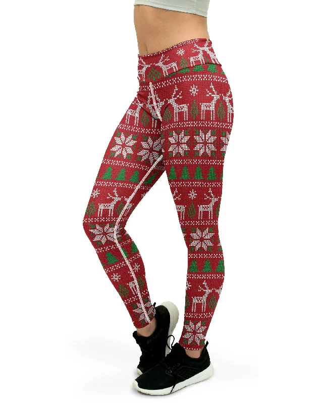 Stock Up Red Ugly Christmas Yoga Pants